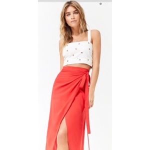Long Red Wrap Skirt